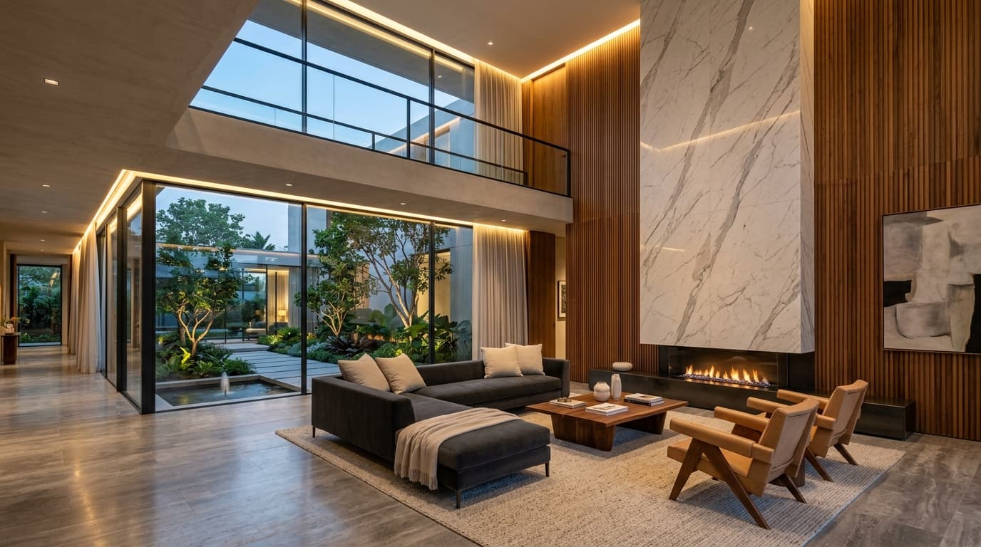 The Lumina Pavilion – Double-Height Minimalist Architectural Villa