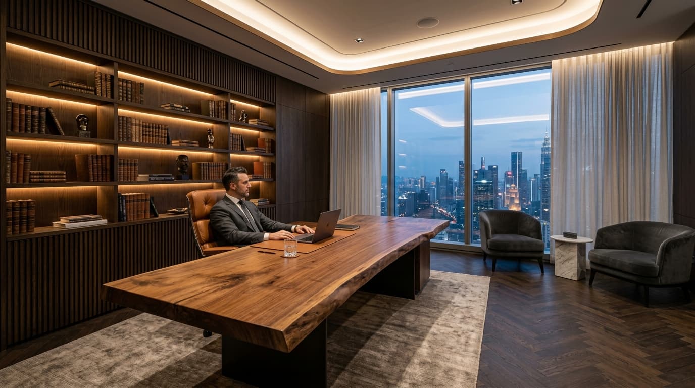 The Executive Obsidian Suite – C-Suite Private Office & Library